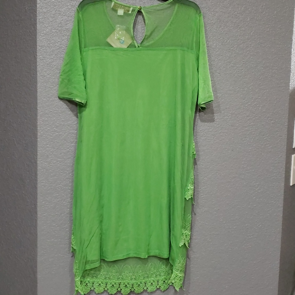 Badgley mischka Cocktail laced dress green size L - Picture 4 of 5